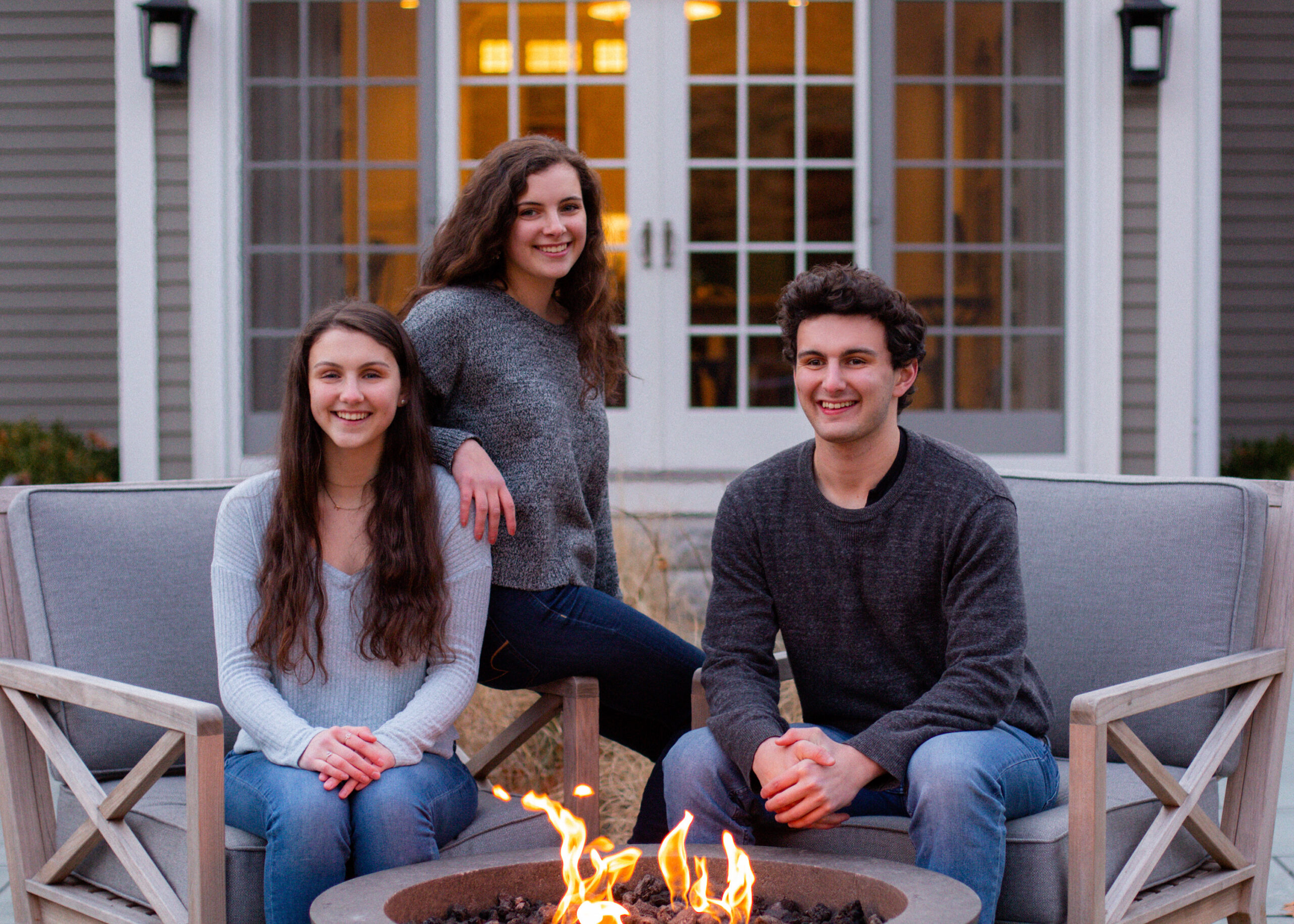 Family Portraits at your home in Chestnut Hill, MA in the fall. Photographed by Chiha Portraits.